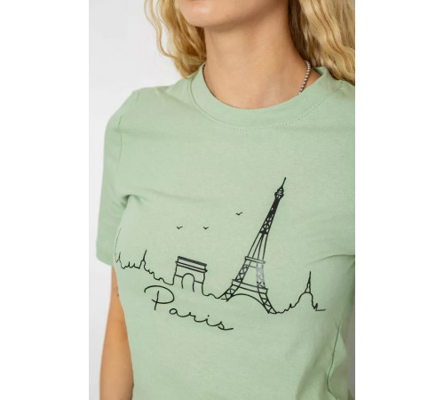 Женская футболка с принтом, цвет оливковый, 241R132.