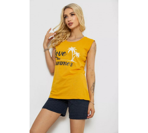 Піжама жіноча з принтом, колір жовтий, 243R2471