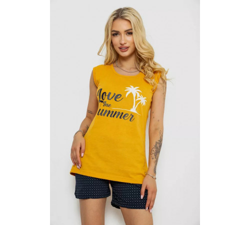 Піжама жіноча з принтом, колір жовтий, 243R2471