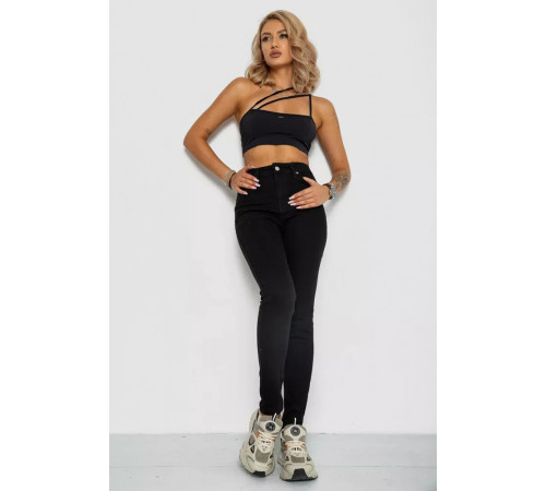 Джинсы женские однотонные, цвет черный, 244R3505.