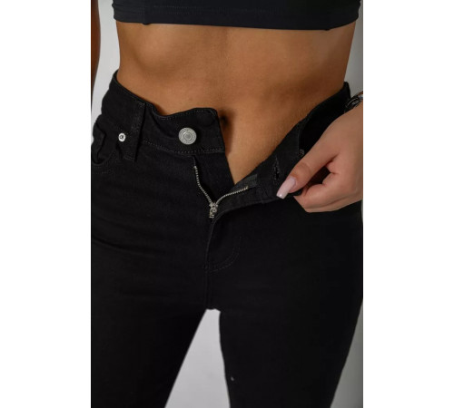 Джинсы женские однотонные, цвет черный, 244R3505.
