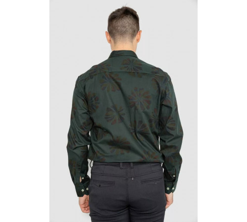 Рубашка мужская с принтом, цвет темно-зеленый, 247R116