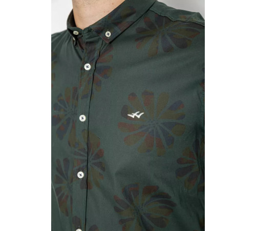 Рубашка мужская с принтом, цвет темно-зеленый, 247R116