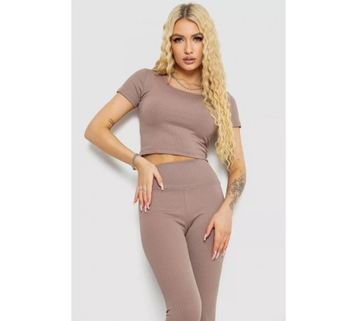 Костюм женский в рубчик, цвет мокко, 221R3609 Костюм женский в рубчик, цвет мокко, 221R3609