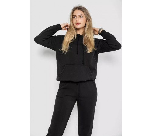 Спорт костюм женский на флисе, цвет черный, 241R1530