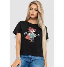 Женская футболка с принтом, цвет черный, 221R3016