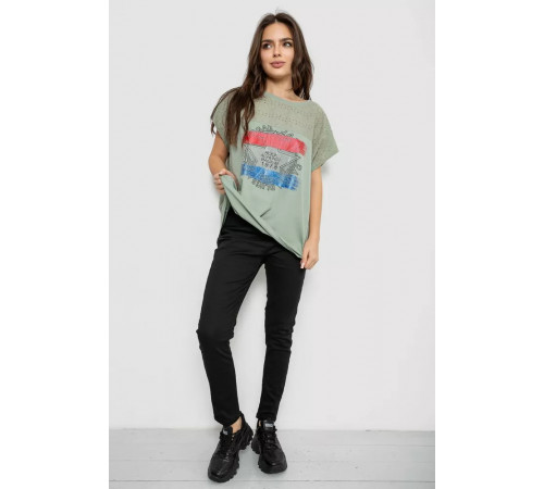 Футболка жіноча з принтом, колір оливковий, 244RW532