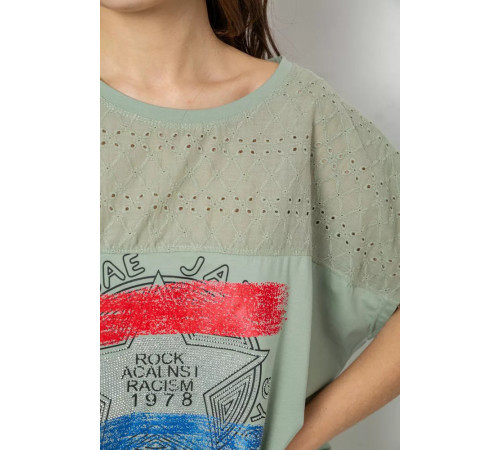 Футболка жіноча з принтом, колір оливковий, 244RW532