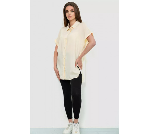 Сорочка жіноча однотонна на ґудзиках, колір світло-бежевий, 102R5230