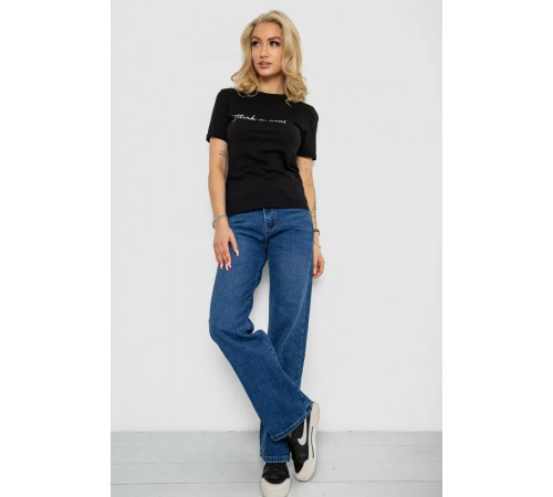 Футболка жіноча з принтом, колір чорний, 238R57561