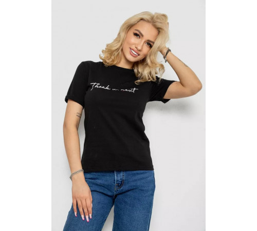 Футболка жіноча з принтом, колір чорний, 238R57561