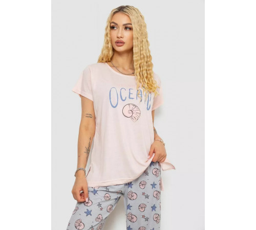 Женская пижама с принтом, цвет розовый, 243R7134