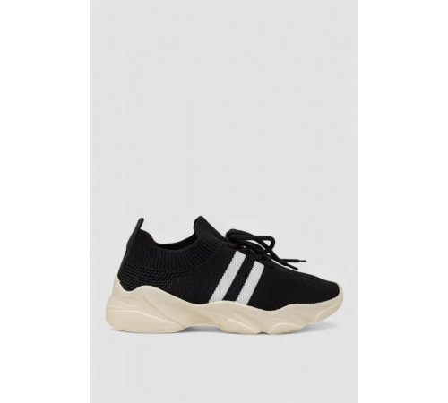 Кроссовки женские текстильные, цвет черно-белый, 244R251K