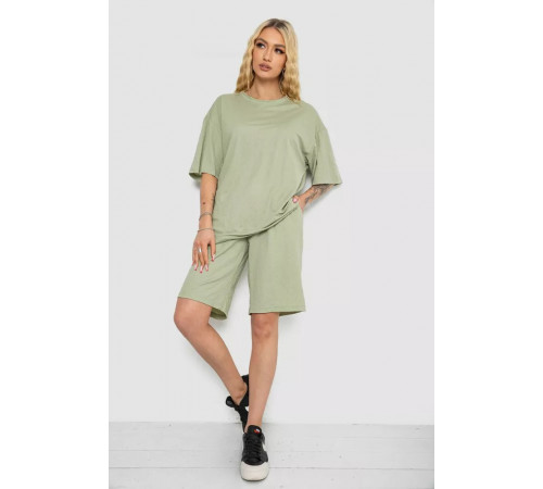 Костюм женский повседневный, цвет оливковый, 238R1615.