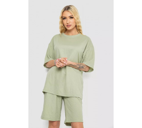 Костюм женский повседневный, цвет оливковый, 238R1615.