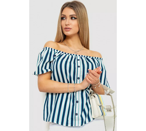 Блуза в смужку, колір сіро-синій, 244R088-1