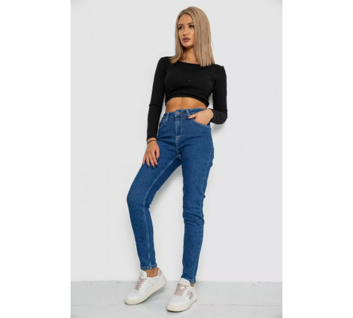 Джинсы женские Mom-fit стрейч, цвет синий, 244R1132