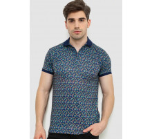 Поло мужское с принтом, цвет темно-синий, 214R7003.