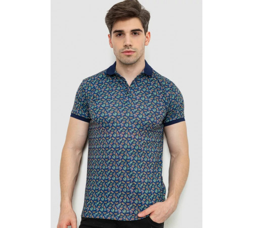 Поло чоловіче з принтом, колір темно-синій, 214R7003