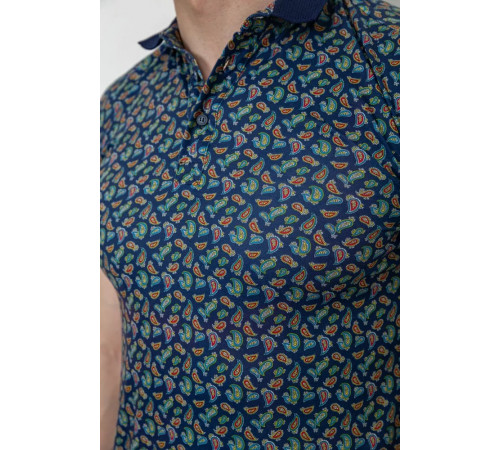 Поло чоловіче з принтом, колір темно-синій, 214R7003