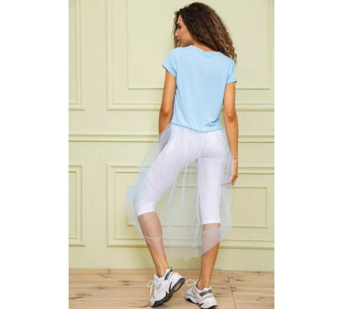 Ошатна туніка з сітчатим низом, блакитного кольору, 167R108-1