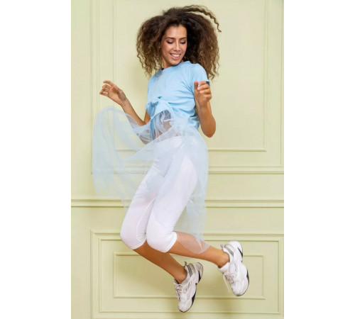 Ошатна туніка з сітчатим низом, блакитного кольору, 167R108-1