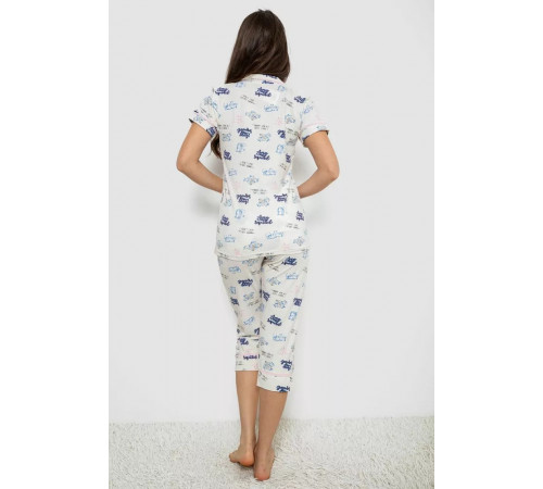 Жіноча піжама з принтом, колір молочний, 243R19010