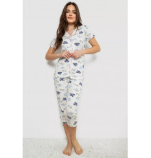 Жіноча піжама з принтом, колір молочний, 243R19010