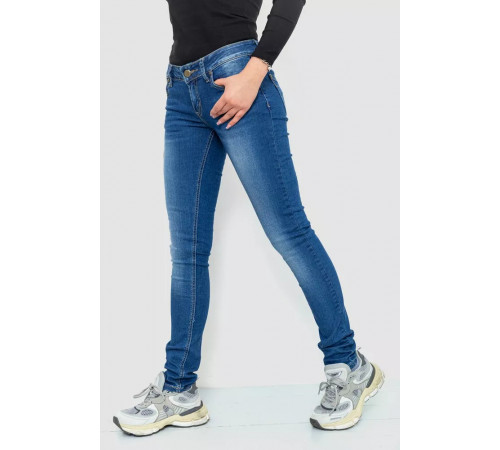 Джинсы женские с потертостями, цвет синий, 244RA603