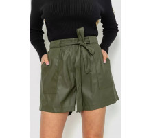 Шорти жіночі з екошкіри, колір хакі, 102R295-1