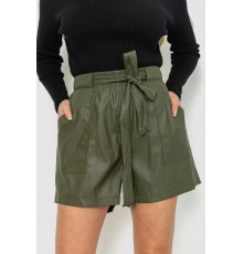 Шорти жіночі з екошкіри, колір хакі, 102R295-1