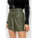 Шорти жіночі з екошкіри, колір хакі, 102R295-1