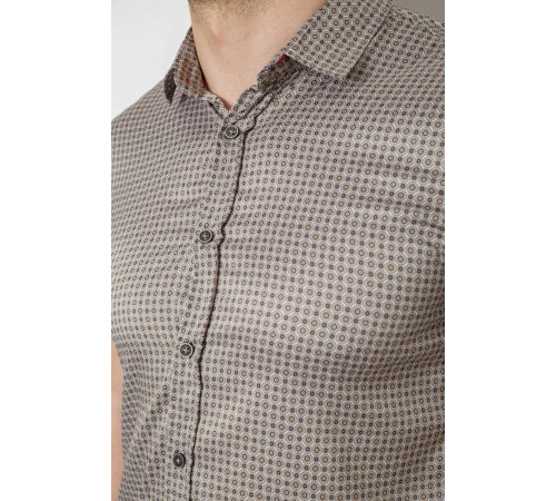 Сорочка чоловіча з принтом, колір бежевий, 214R6917-5