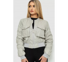 Куртка жіноча з екошкіри коротка, колір сірий, 186R097