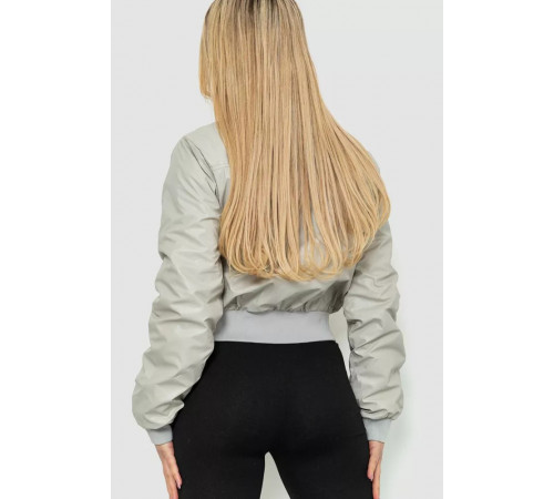 Куртка жіноча з екошкіри коротка, колір сірий, 186R097