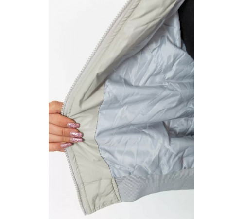 Куртка жіноча з екошкіри коротка, колір сірий, 186R097