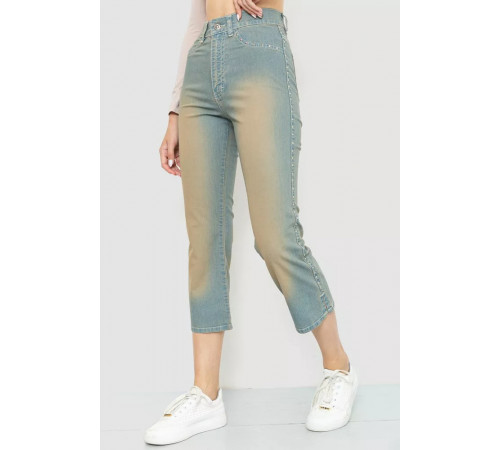 Капри женские с потертостями, цвет сине-коричневый, 201R628-1.