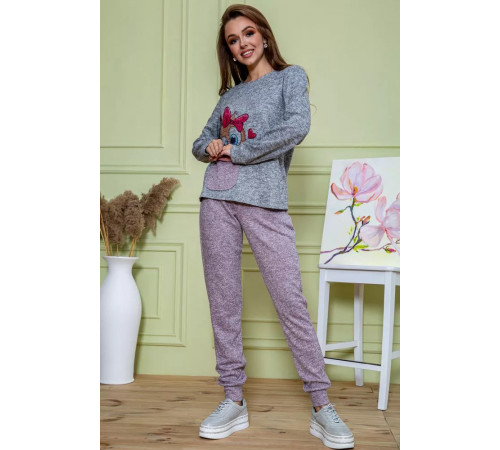 Женский костюм брюки + кофта, серо-пудрового цвета, 172R1211.