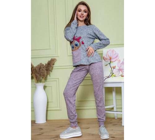 Женский костюм брюки + кофта, серо-пудрового цвета, 172R1211.