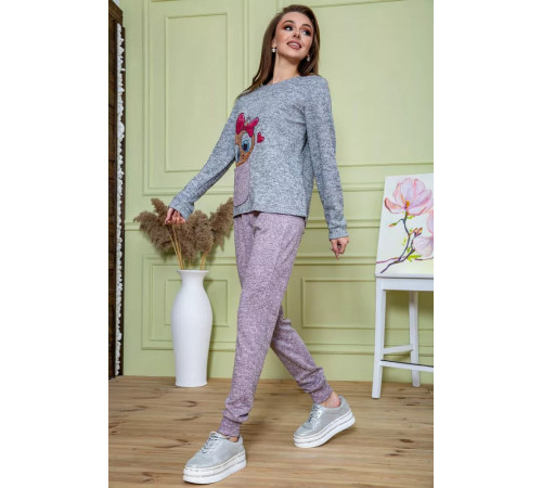 Женский костюм брюки + кофта, серо-пудрового цвета, 172R1211.