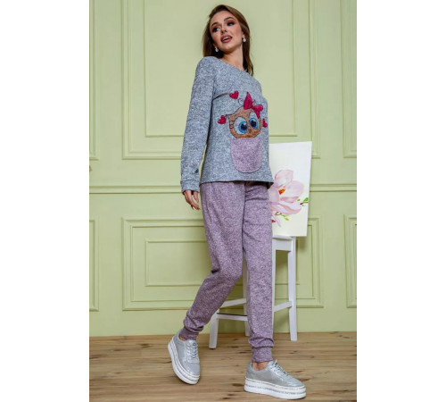 Женский костюм брюки + кофта, серо-пудрового цвета, 172R1211.