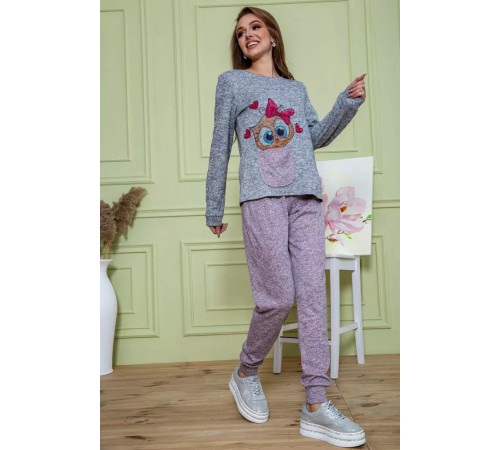 Женский костюм брюки + кофта, серо-пудрового цвета, 172R1211.