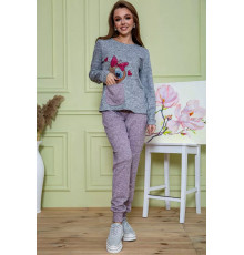 Жіночий костюм штани + кофта, сіро-пудрового кольору, 172R1211