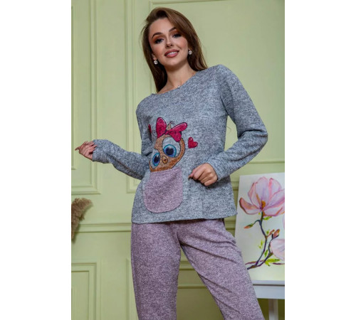 Женский костюм брюки + кофта, серо-пудрового цвета, 172R1211.