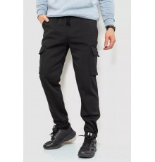 Спорт брюки мужские карго на флисе, цвет черный, 241R0651