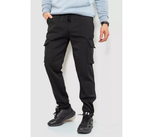 Спорт брюки мужские карго на флисе, цвет черный, 241R0651 Спорт брюки мужские карго на флисе, цвет черный, 241R0651