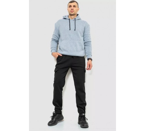 Спорт брюки мужские карго на флисе, цвет черный, 241R0651 Спорт брюки мужские карго на флисе, цвет черный, 241R0651