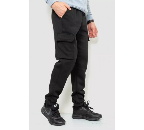 Спорт брюки мужские карго на флисе, цвет черный, 241R0651 Спорт брюки мужские карго на флисе, цвет черный, 241R0651