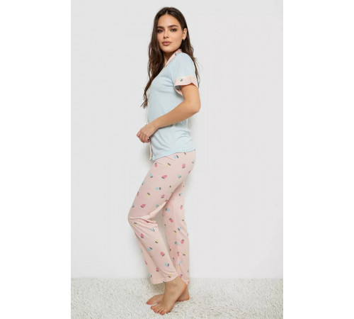 Жіноча піжама з принтом, колір блакитний, 243R7125