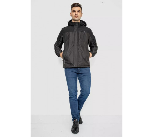 Куртка мужская демисезонная с капюшоном, цвет черный, 214R61035.